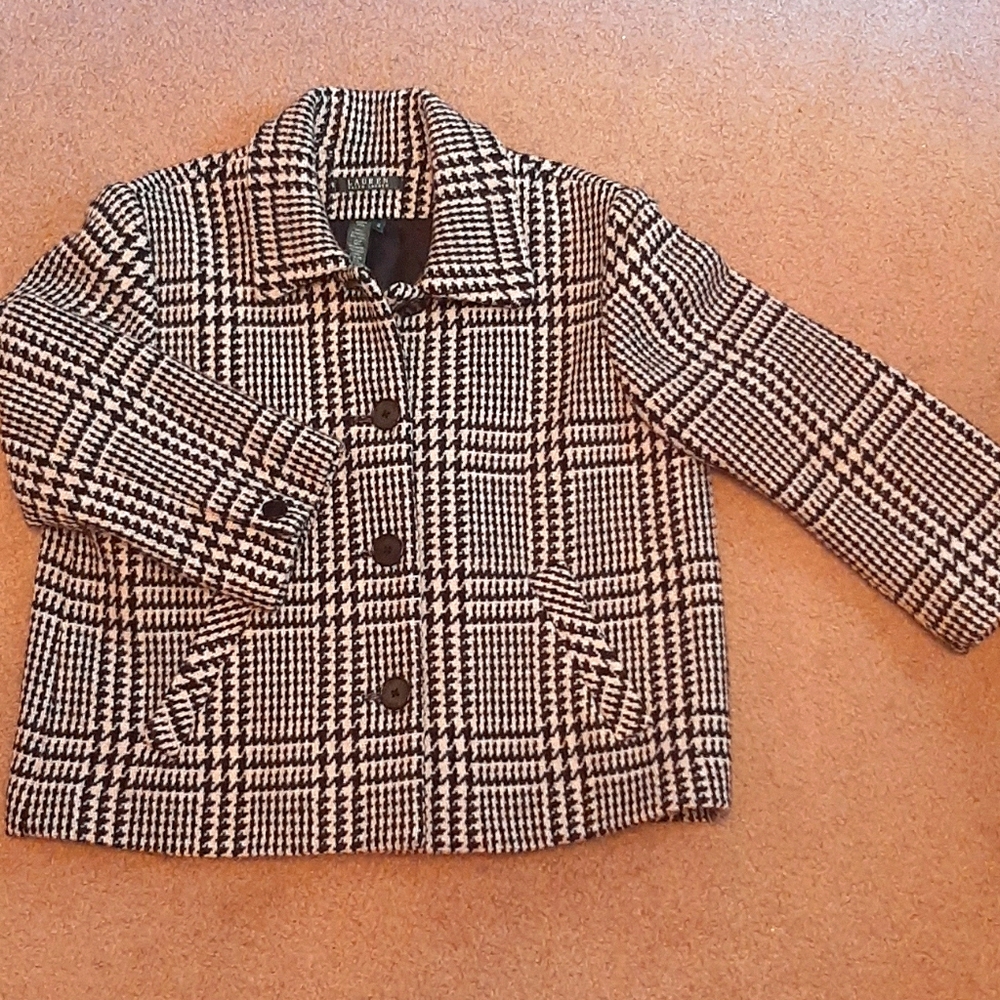 Ralph Lauren Herringbone 3/4 Wool Swing Coat